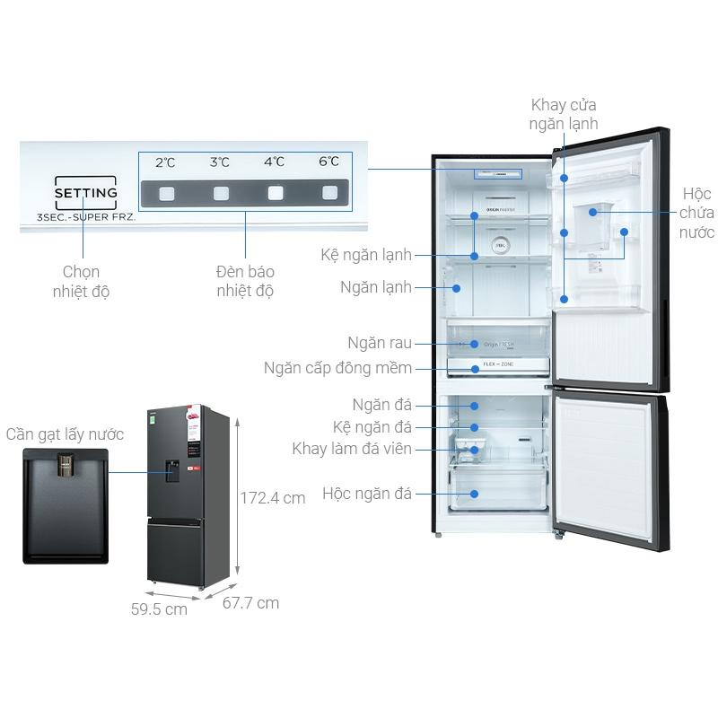 Tủ lạnh Toshiba Inverter 322 lít GR-RB405WE-PMV-MG - Hàng chính hãng