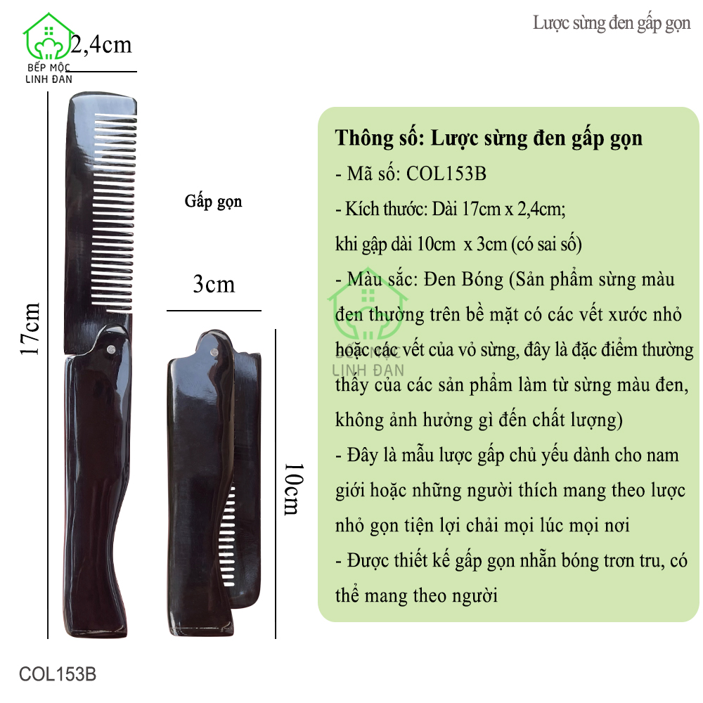 Lược Sừng Đen Gấp Gọn Dành Riêng cho Nam - Bỏ Túi Chải Tóc Tiện Lợi [COL153B]