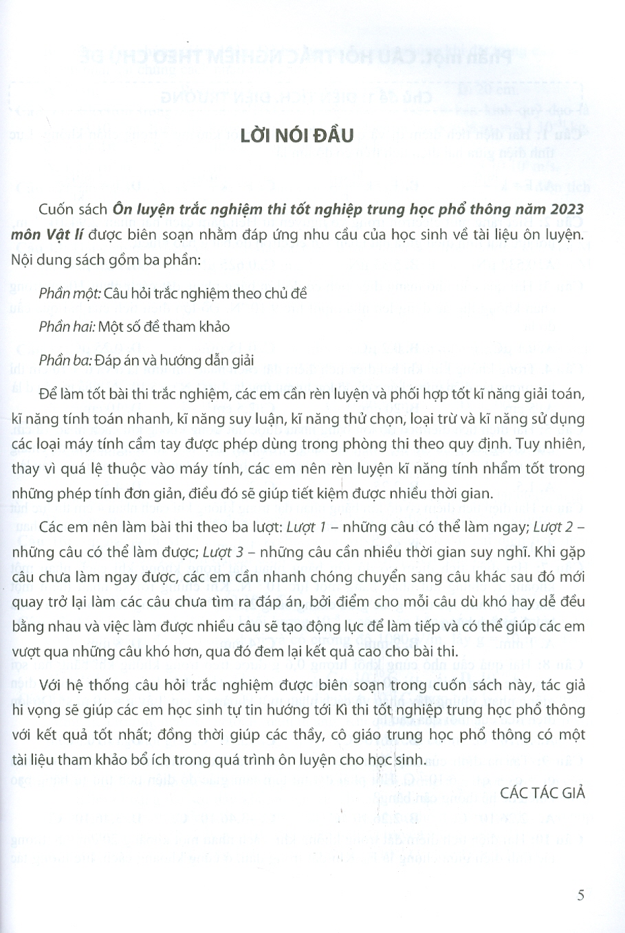 Ôn Luyện Trắc Nghiệm Thi Tốt Nghiệp Trung Học Phổ Thông Năm 2023 Môn  Vật Lí