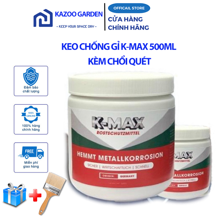 [Tặng Chổi Quét] Sơn Keo Chống Gỉ Sắt, Han Rỉ Kim Loại K-MAX 500ml Màu Xám Đậm Nhập Khẩu Đức Độ Bền 10 Năm, An Toàn Không Độc Hại