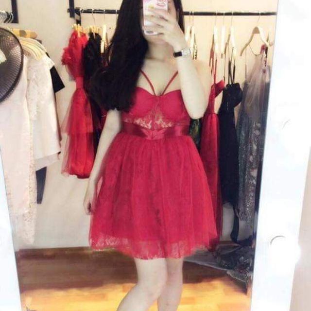 Đầm xòe ren cúp ngực 2 dây sexy