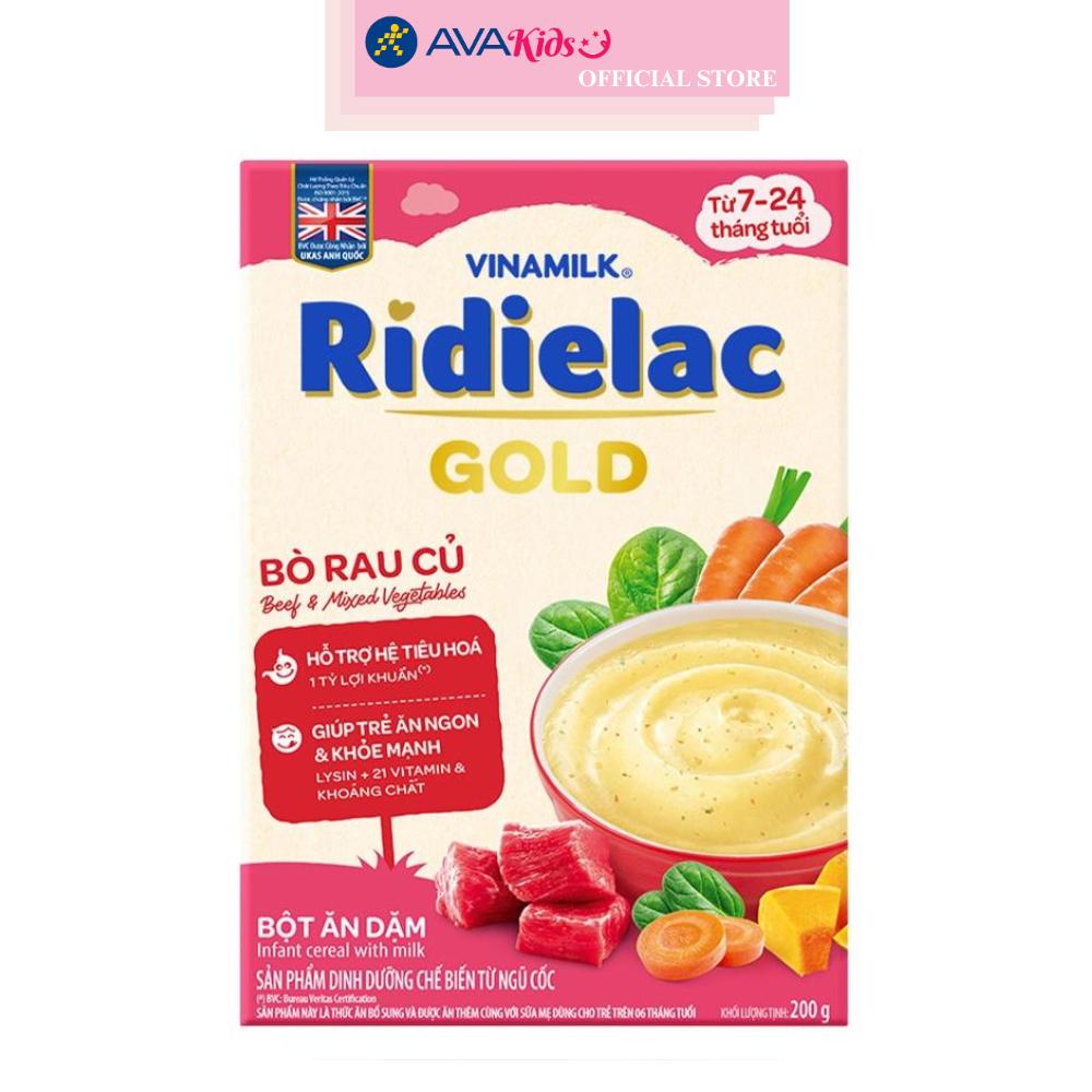 Bột ăn dặm Vinamilk RiDielac Gold bò, rau củ hộp 200g (7 - 24 tháng)