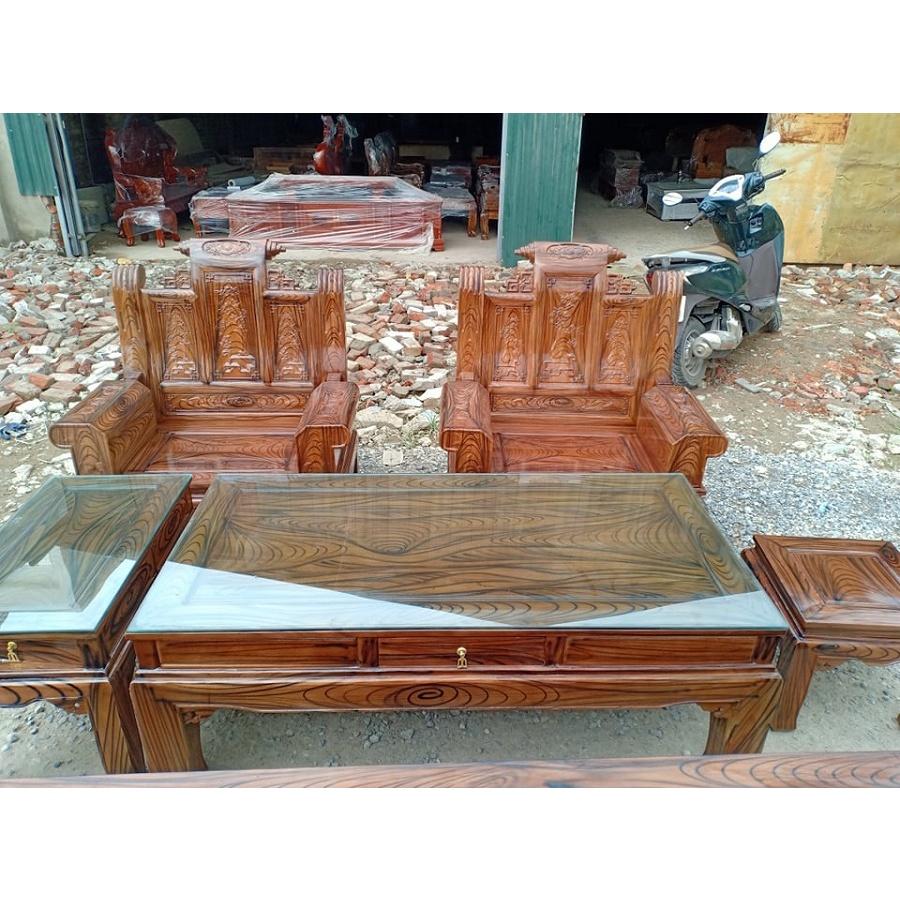 Bộ bàn ghế âu á tay hộp gỗ xoan ta phun vân