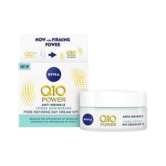 Kem dưỡng ngày chống lão hoá, se lỗ chân lông Nivea Q10 Power Anti Wrinkle Pore Minimising Day Cream SPF 15 50ml