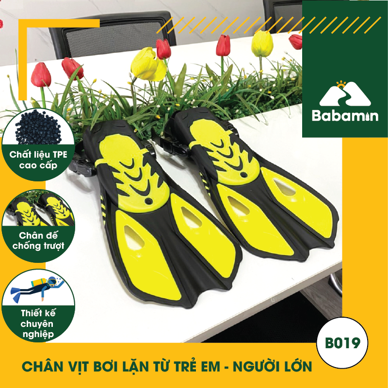 Chân Vịt Bơi Lặn Chống Trượt, Dây Điều Chỉnh Chuyên Nghiệp - Cho Trẻ Em 10 Tuổi đến Trưởng Thành – B019