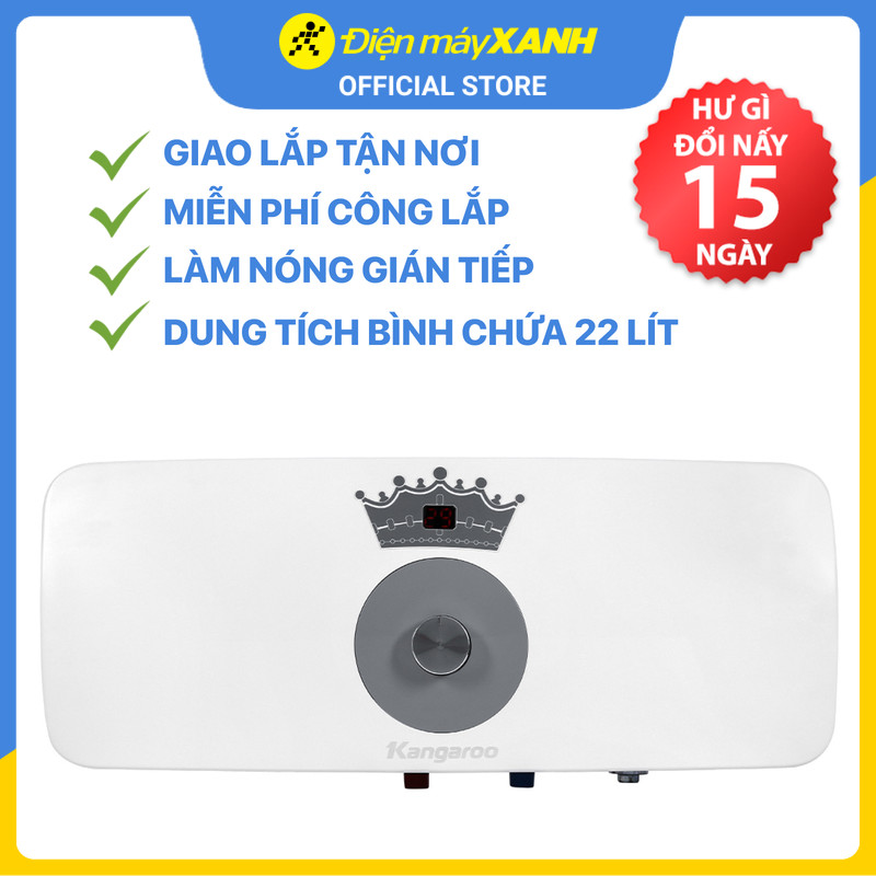 Máy nước nóng gián tiếp Kangaroo 22 lít 2500W KG 73R2 - Hàng chính hãng - Giao hàng toàn quốc