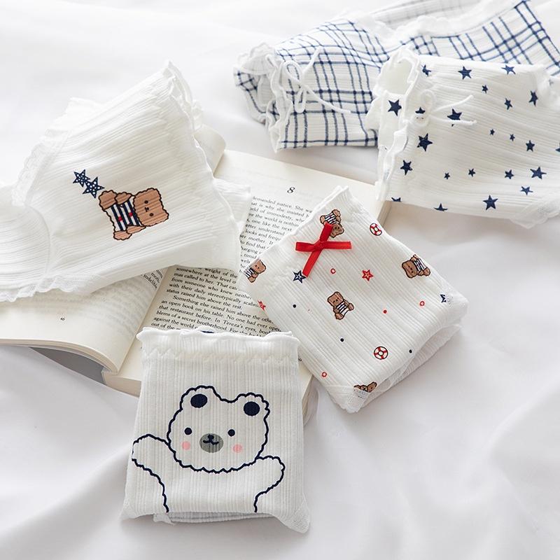 Quần Lót Nữ Cotton Hình Gấu-Sao Thời Trang Ngang Eo . Hàng Loại Đẹp.