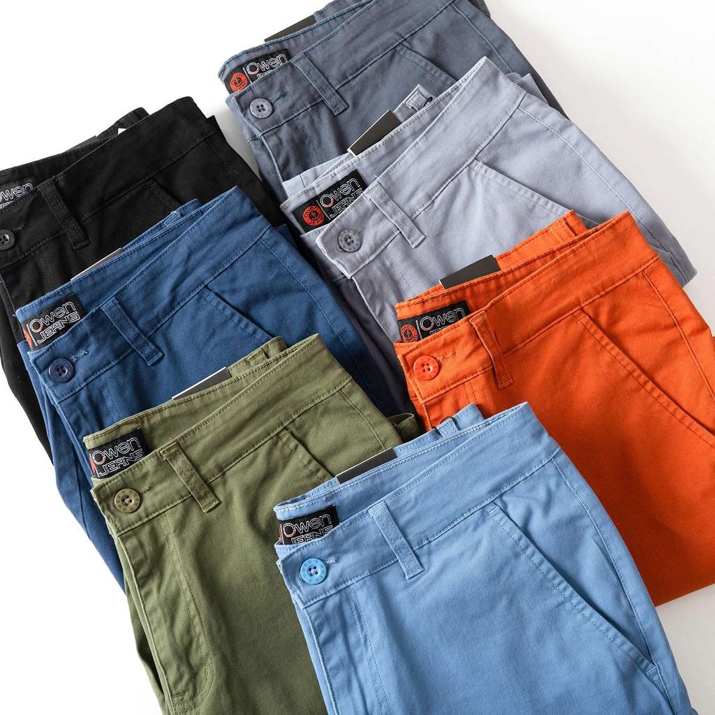 Quần short nam kaki Owen màu rêu, chất liệu vải cotton cao cấp, co giãn, trẻ trung, dáng slimfit năng động