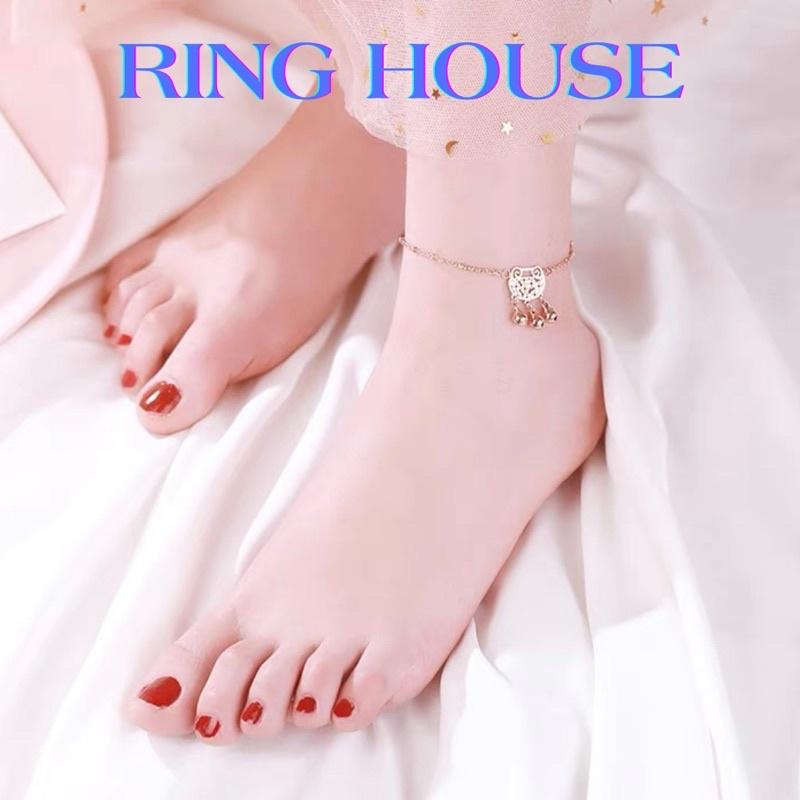 Lắc Chân Nữ Titan 3 Chuông May Mắn Vàng Hồng Rose Gold Đẹp