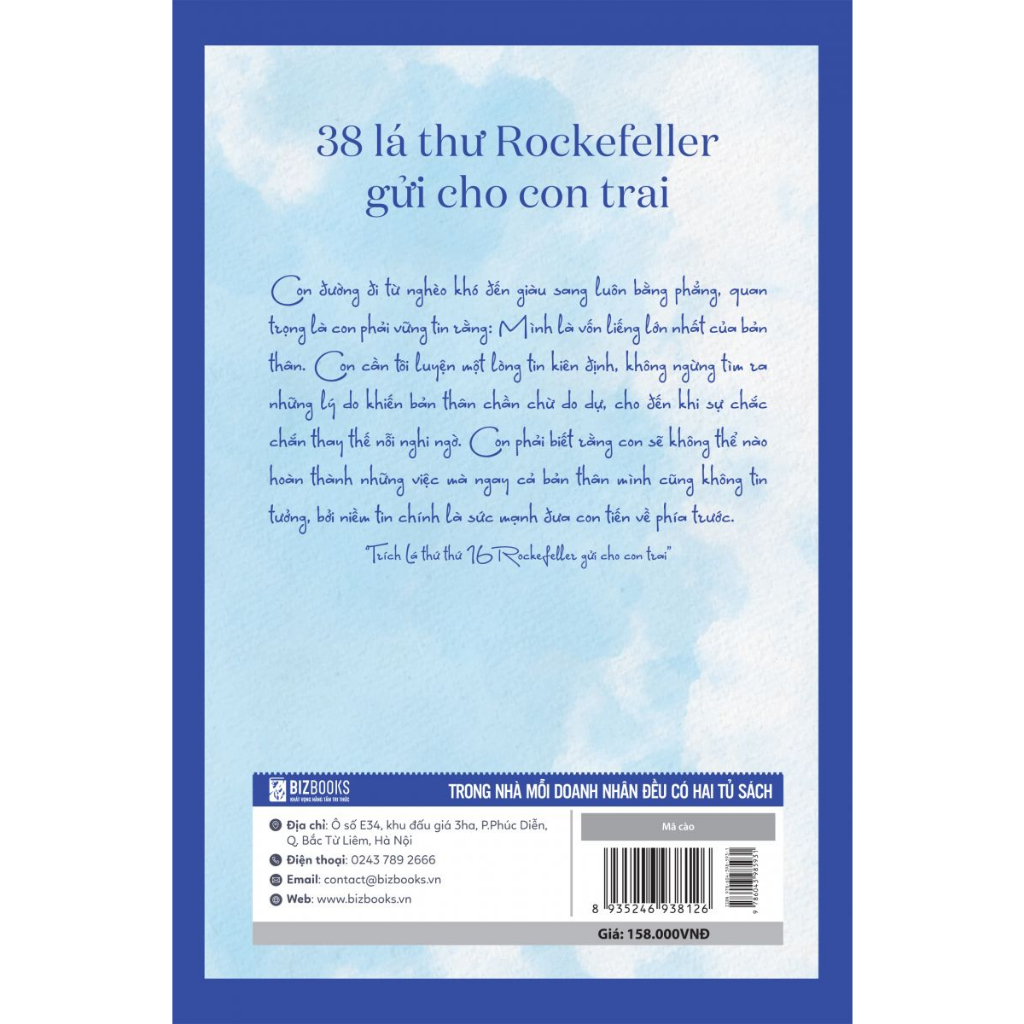 Sách - 38 Lá Thư Rockefeller Gửi Cho Con Trai - Sách Nuôi Dạy Con Bằng Những Bài Học Trong Kinh Doanh Và Cuộc Sống - MC