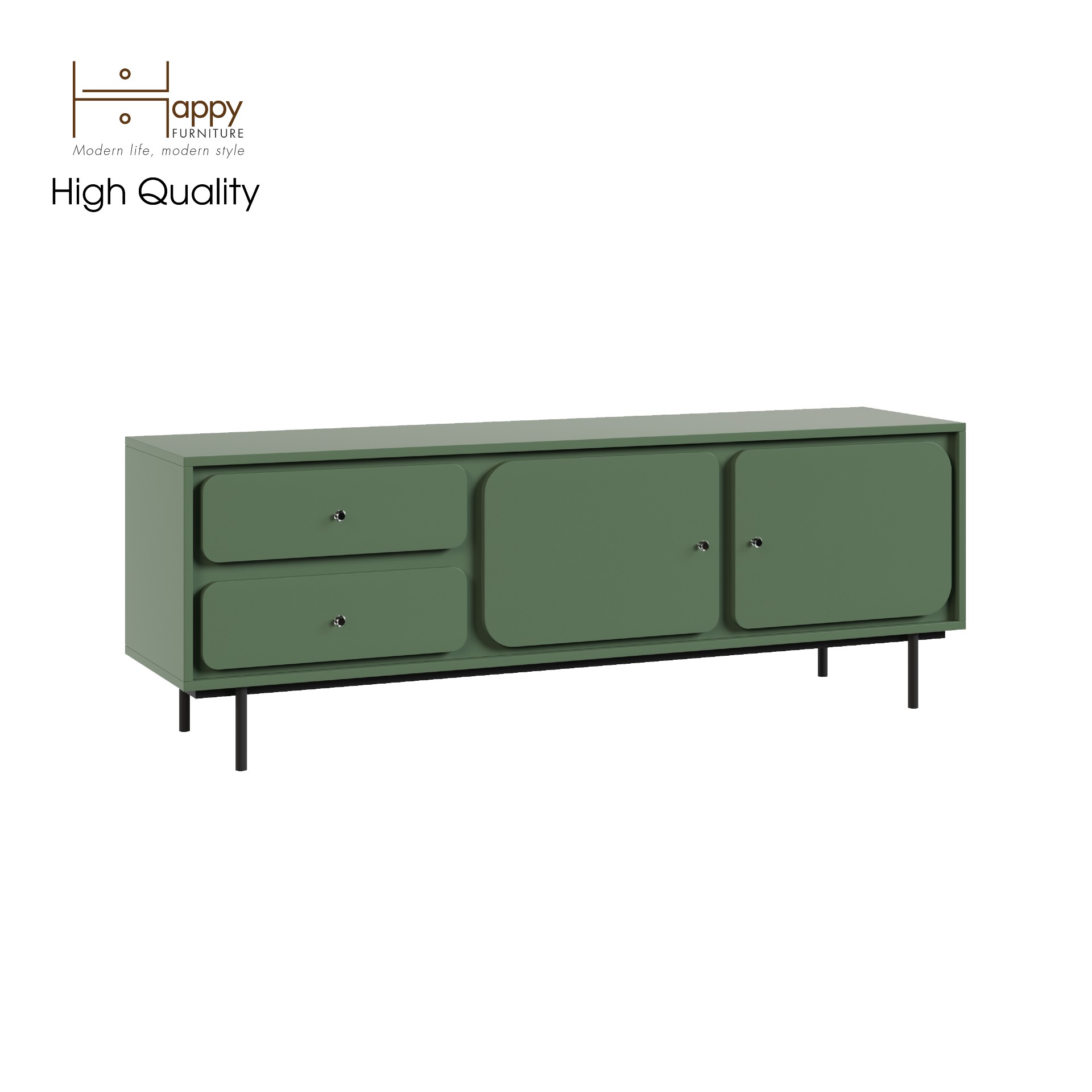 [Happy Home Furniture] SWEETY , Tủ TV 2 cánh mở - 2 ngăn kéo - chân sắt , 160cm x 40cm x 56cm ( DxRxC), KTV_016