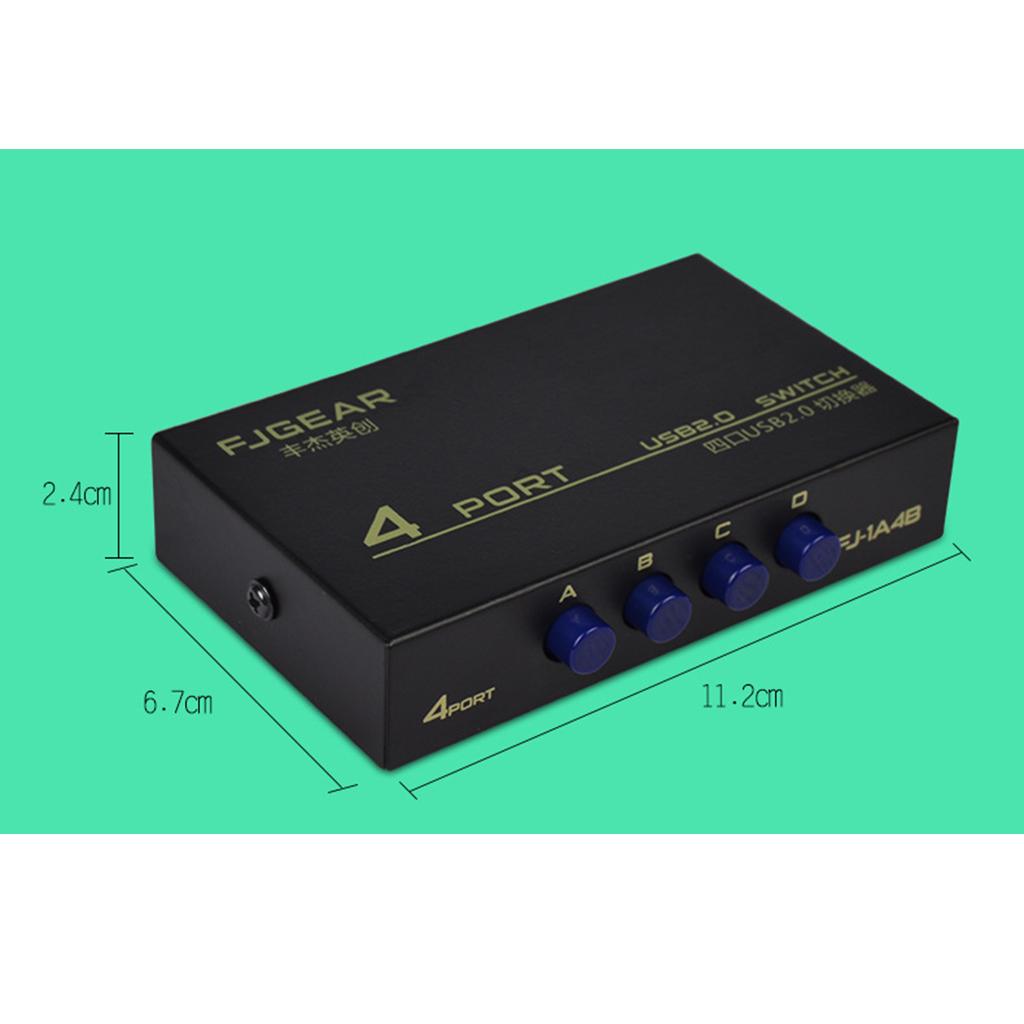 4Ports USB Manual Sharing Switch HUB Selector for Printer/HDD Drive