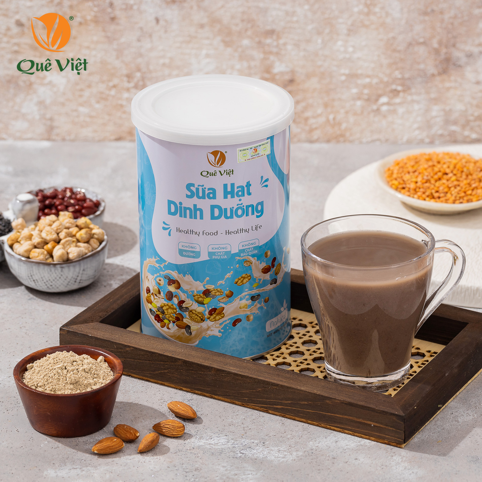 Combo 2 hộp sữa hạt dinh dưỡng Quê Việt - Lon 500G