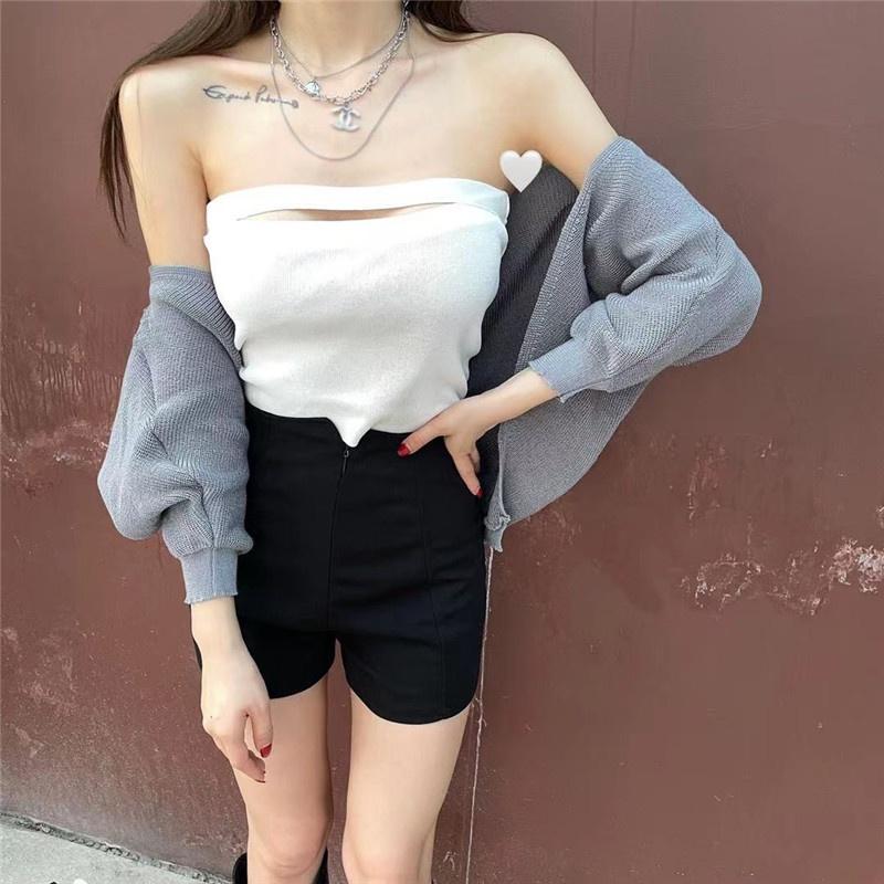 MS655 Áo cardigan len nữ dệt kim tay phồng dáng lửng