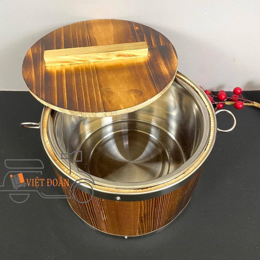 Thùng GỖ làm TÀU HỦ, THỐ ĐỰNG CƠM - Ruột INOX. Dụng cụ dùng làm NỒI Ủ, trữ GẠO đựng chứa trữ thực phẩm