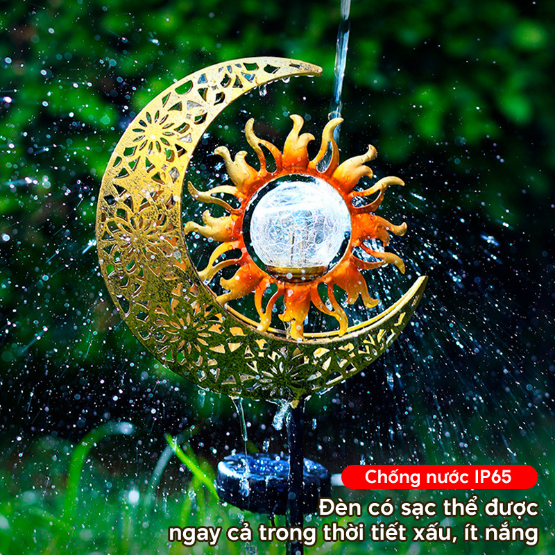 Đèn trang trí năng lượng mặt trời hình mặt trăng, mặt trời, tiết kiệm điện, bóng siêu sáng, chống thấm nước - DA3171