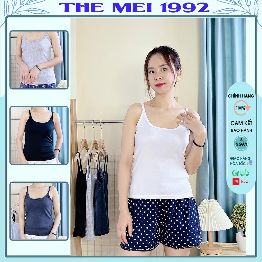 Áo 2 dây nữ THE MEI 1992 cao cấp - Áo hai dây sát nách màu trơn chất liệu cotton mềm mịn thoáng mát 2022