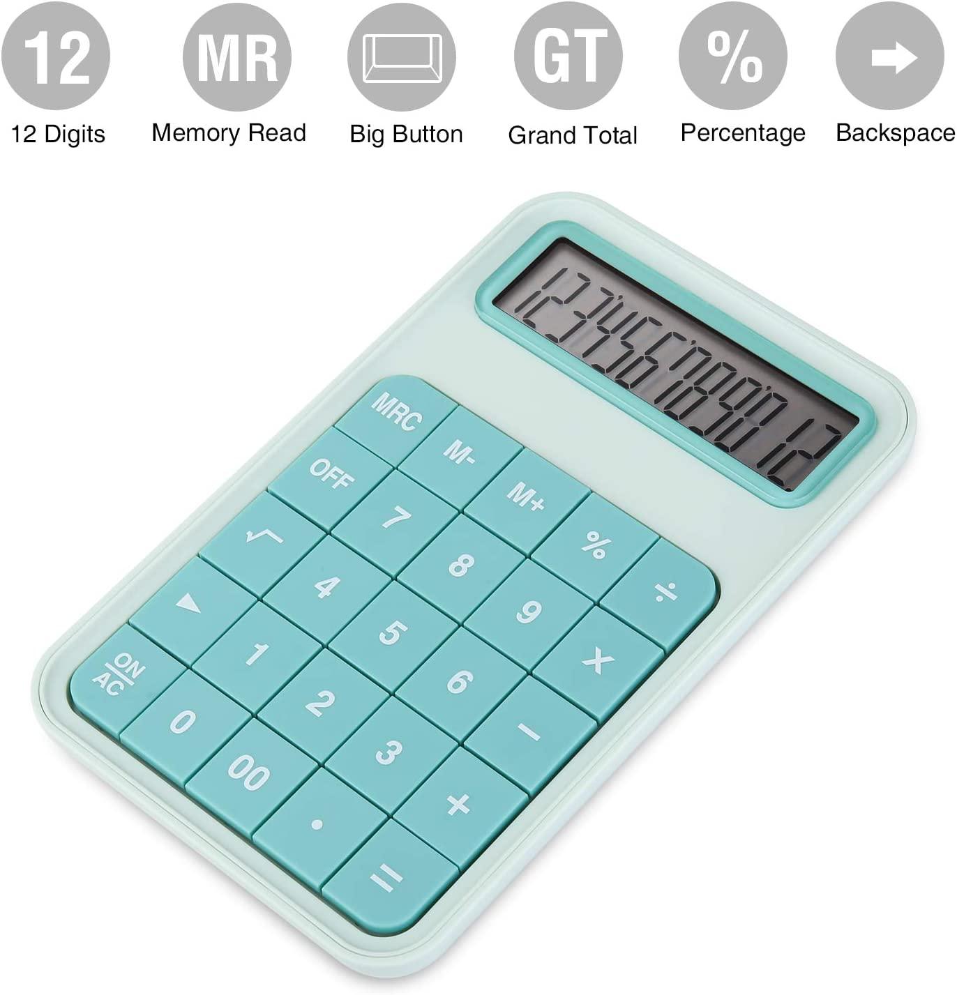 Chức năng tiêu chuẩn tính toán văn phòng, LCD Máy tính màn hình lớn 12 chữ số cho trường học, văn phòng, gia đình, quầy hàng - màu ngọc lam