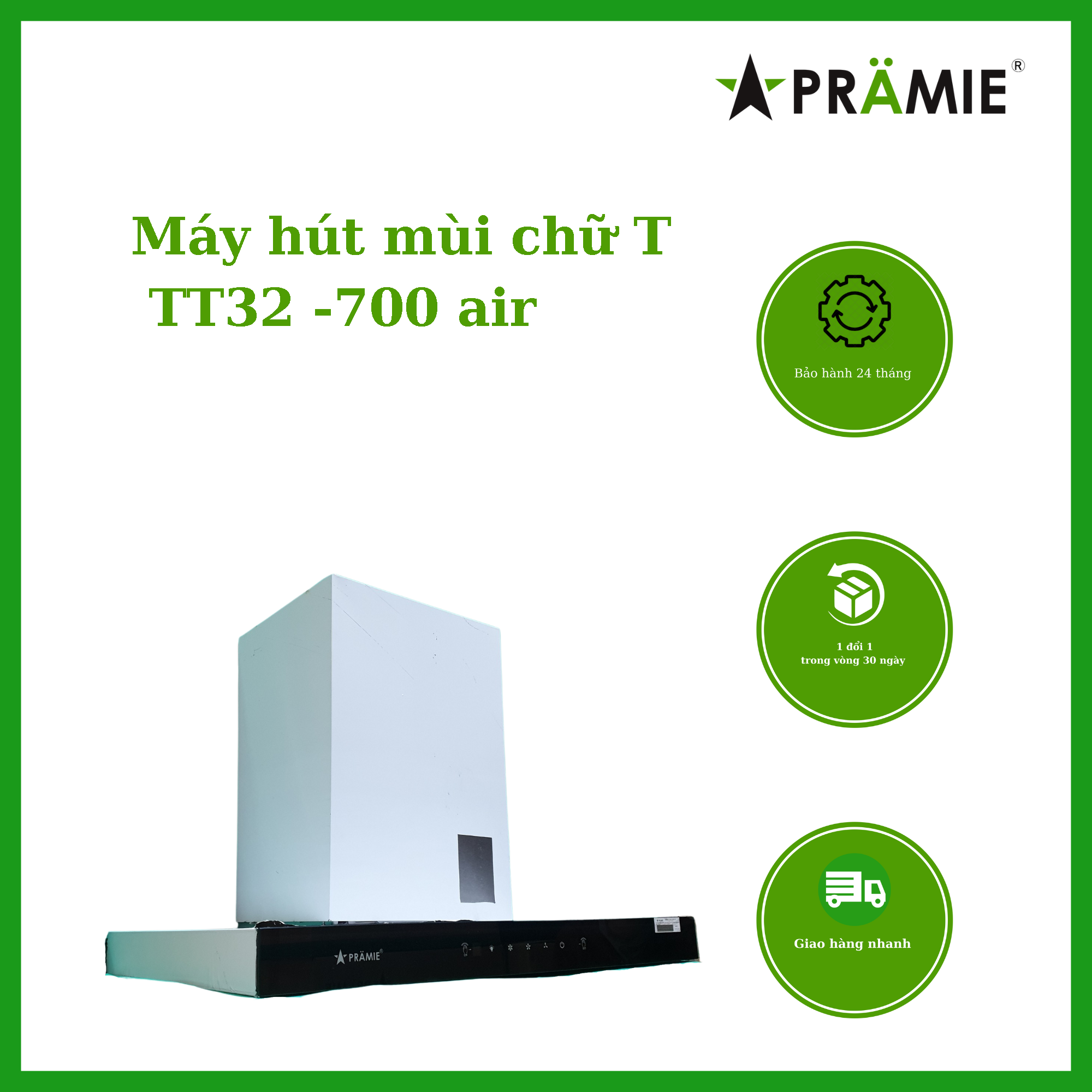 Máy hút mùi chữ T, Pramie TT32-700 AIR_Vẫy tay_Hàng Chính Hãng  Thái Lan