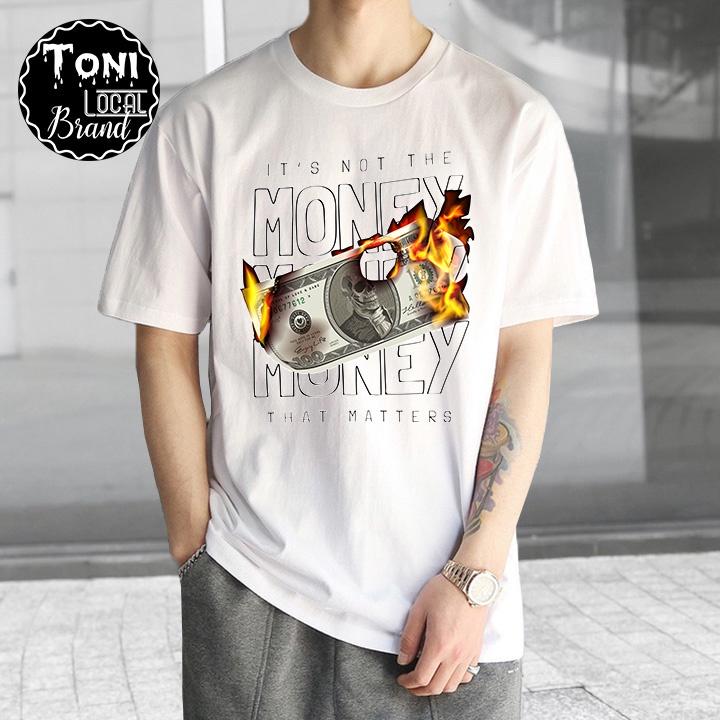ÁO THUN Tay Lỡ MONEY Local Brand Unisex Cotton 100 Form Rộng Nam Nữ