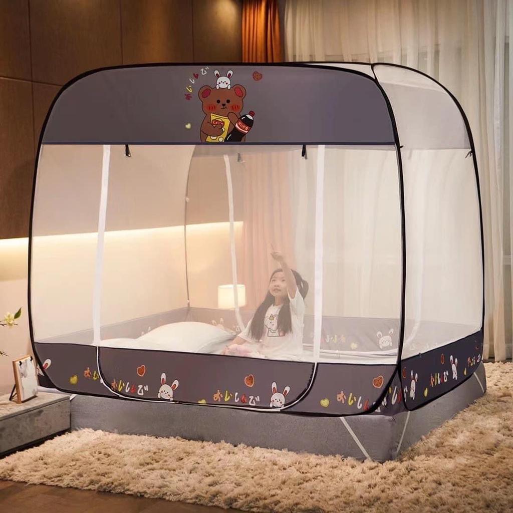 Màn mùng chụp tự bung đỉnh vuông cao cấp Size x 2m