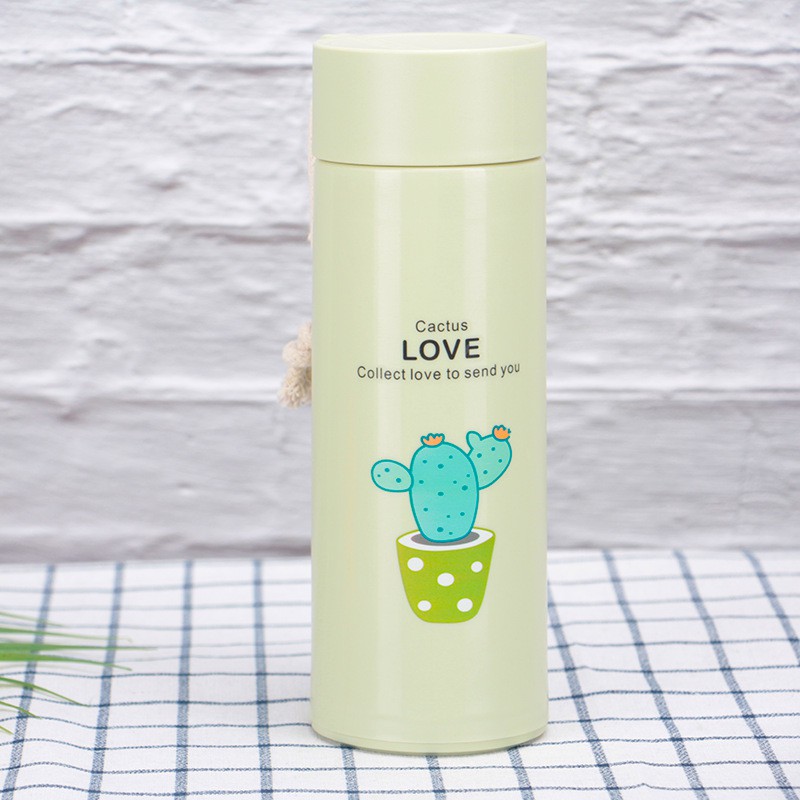 Bình nước in hình xương rồng nhiều màu 400ml cute