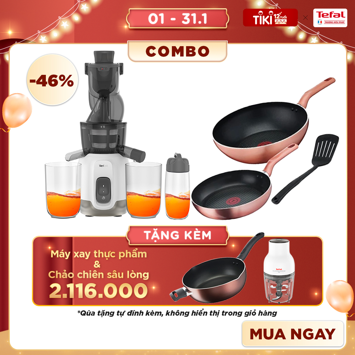 Combo Máy ép chậm Tefal ZC600138 + Bộ nồi Tefal chảo Cook&amp;Shine 3 món (Chảo 24, Chảo xào 28, Vá) - Hàng Chính Hãng