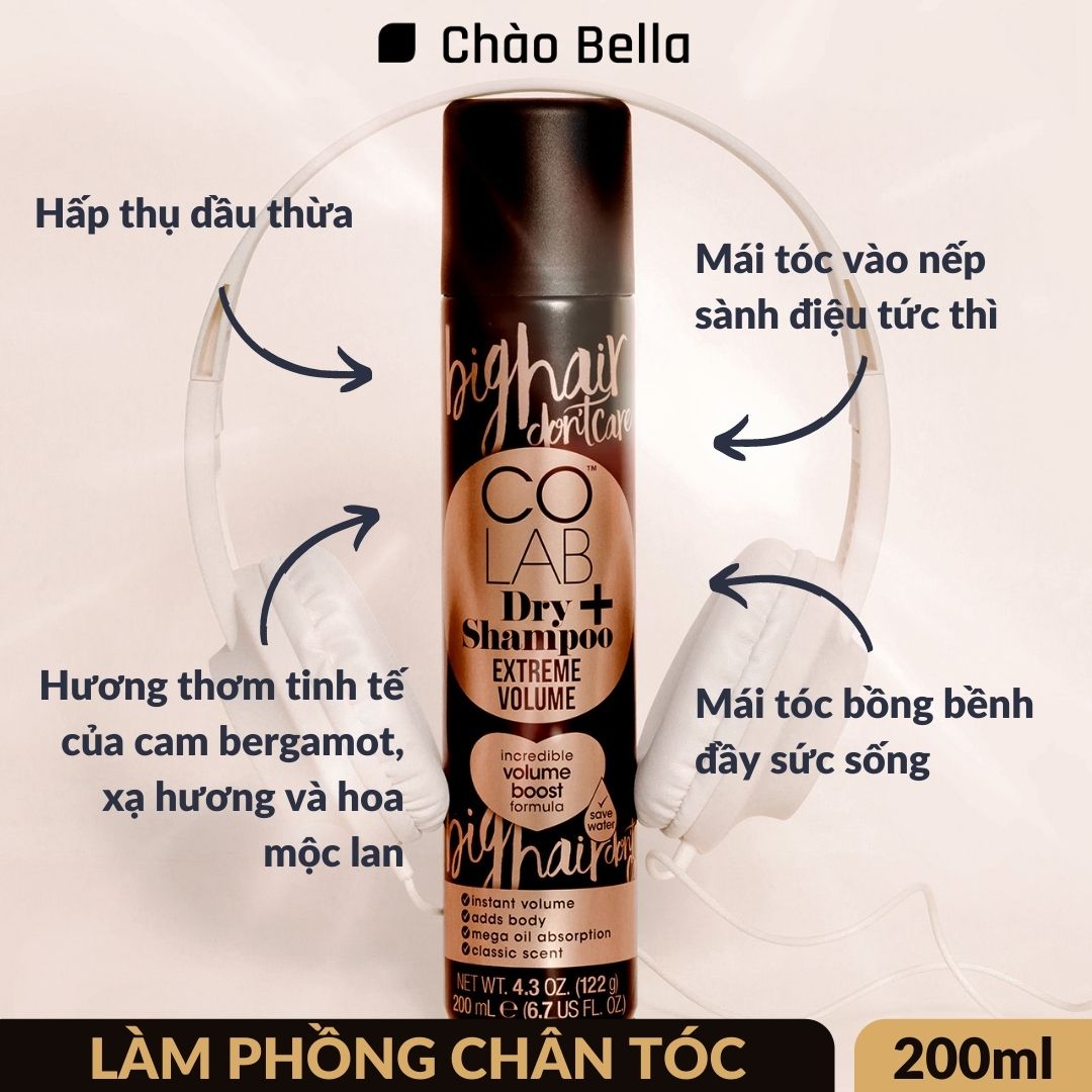 Dầu Gội Khô COLAB Plus Extreme Volume Cho Tóc Phồng Gấp 5 Lần - 200ml