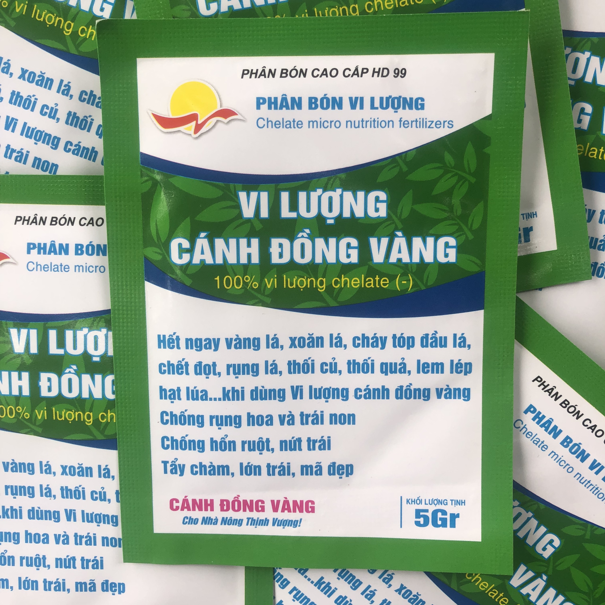 05 gói Phân Bón Vi Lượng HD 99 - Hết Ngay Vàng Lá, Rụng Lá, Vàng Lá, Chống Rụng Hoa Và Trái Non