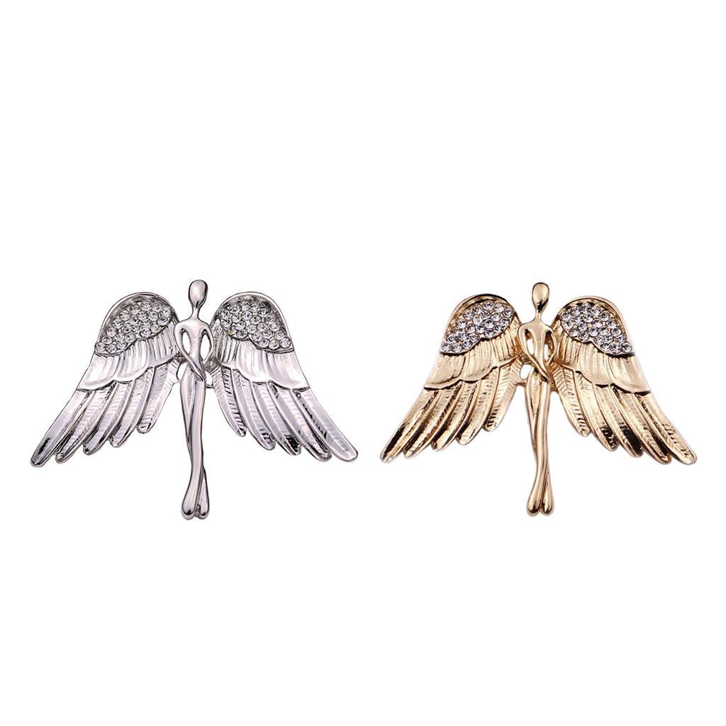 2-4pack Fashion Angel Wings Brooch Charming Crystal Brooch Pin for Men Women