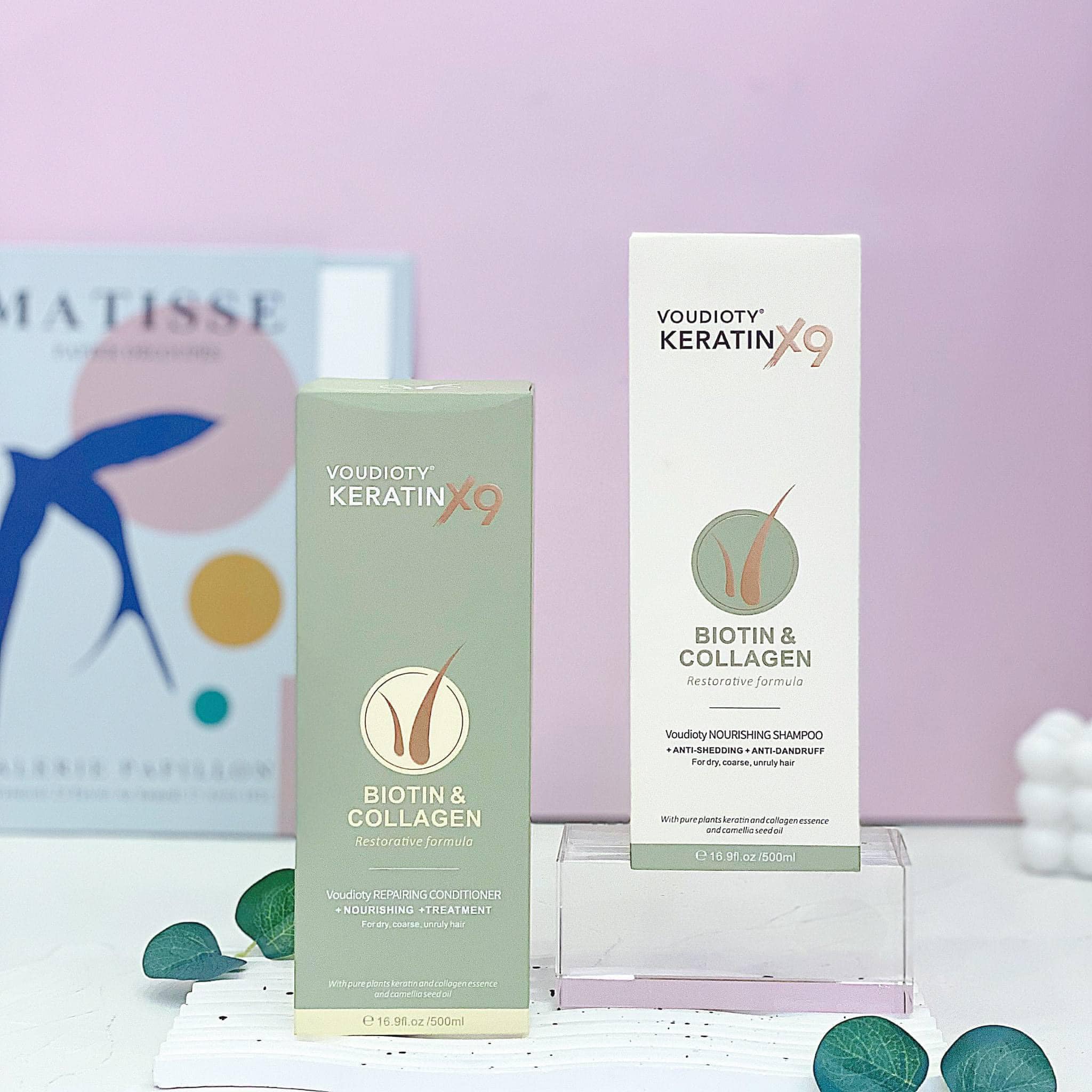 Dầu gội xả &quot;VOUDIOTY KERATIN X9 BIOTIN &amp; COLLAGEN 500ML