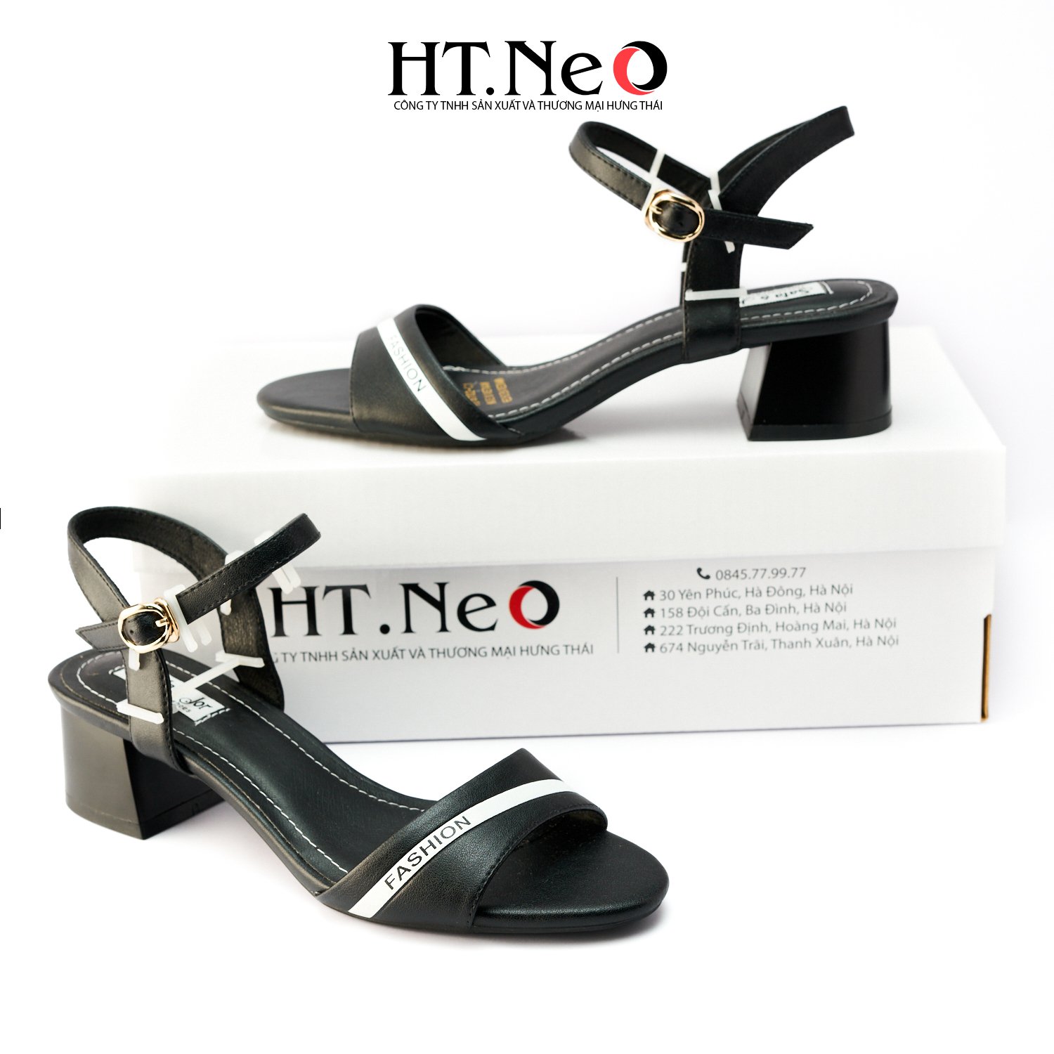 Sandal nữ da bò cao cấp HT.NeO sdn94 gót trụ cao 3p cực kỳ dễ đi , sang trọng lịch lãm phù hợp với chị em công sở