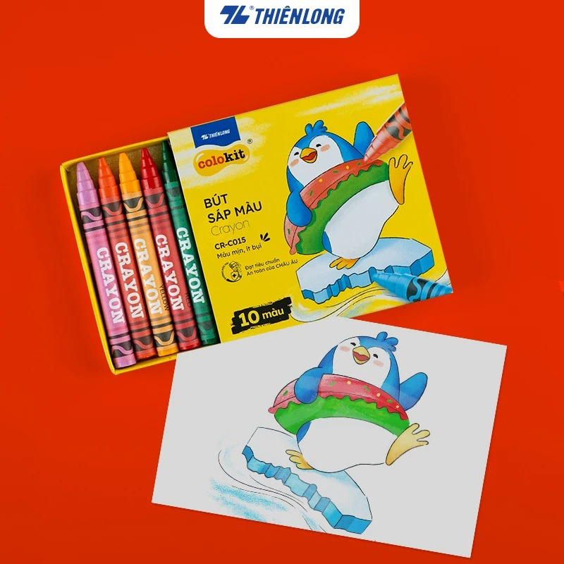 Bút sáp 10 màu CR-C015 hộp giấy - Thiên Long