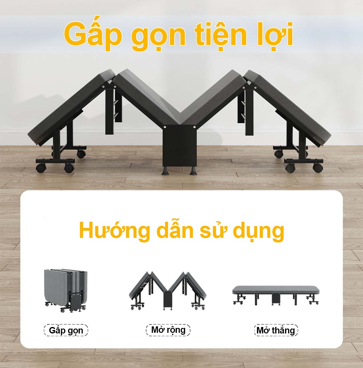 Giường Gấp 4 Khúc NIKITA Chính Hãng, Gấp Gọn Tiện Lợi, Tiết Kiệm Không Gian Nhà Cửa