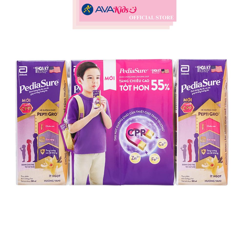 Lốc 4 hộp sữa pha sẵn Abbott PediaSure hương vani 180 ml (1 - 10 tuổi)