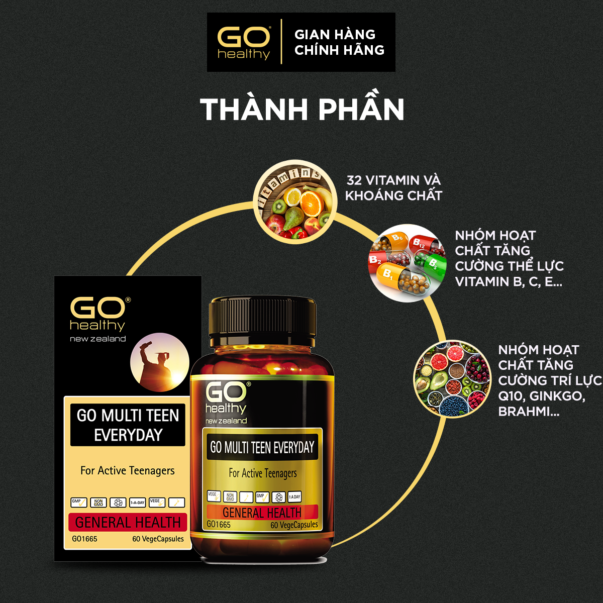 GO MULTI TEEN EVERYDAY 30 VIÊN– Viên uống cho tuổi teen nhập khẩu chính hãng GO Healthy New Zealand