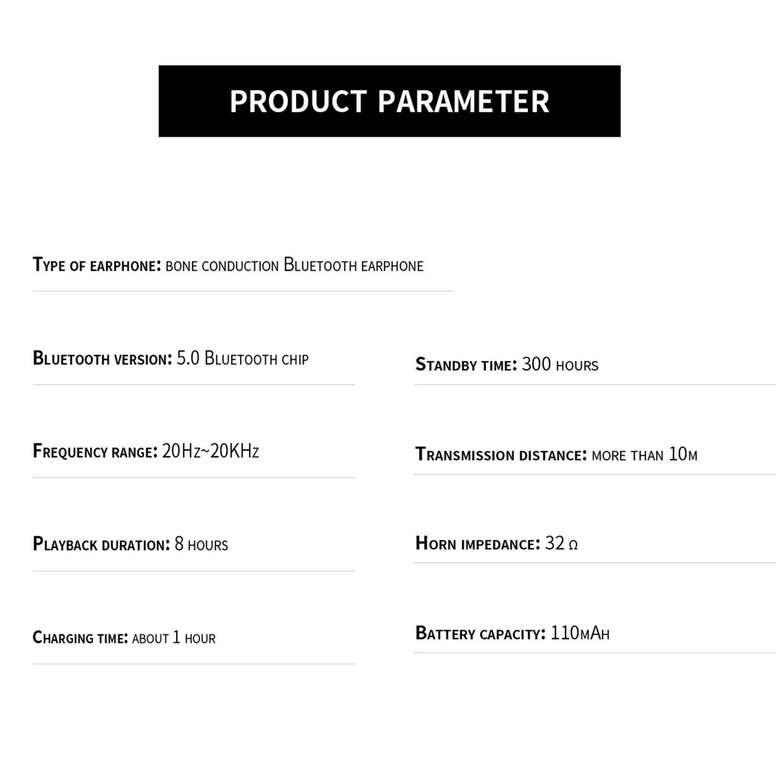 Bone Conduction Headphones Bluetooth 5.0 IPX5 for Running Workout Climbing