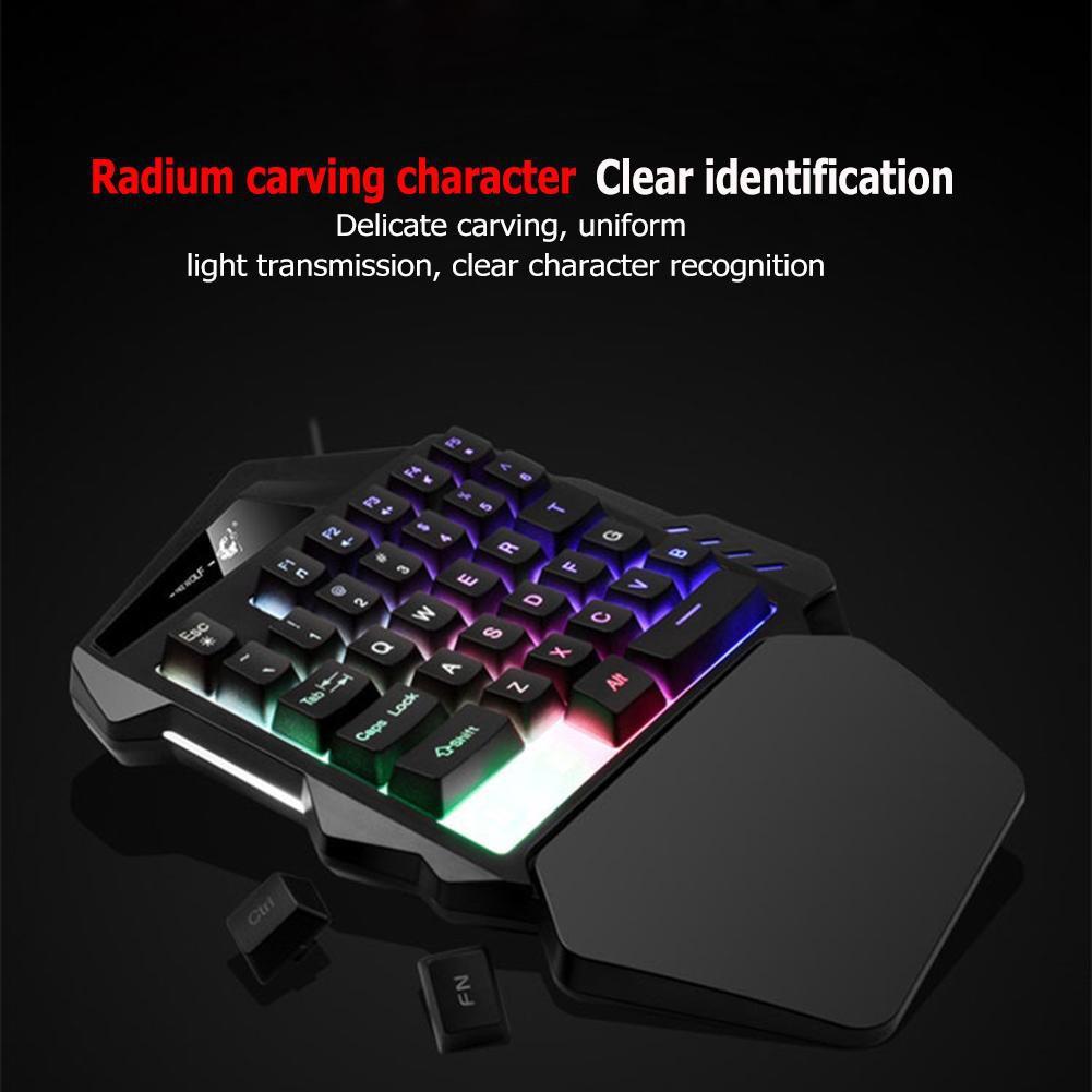 USB Wired Single Hand Gaming Keyboard Mix-color Backlit 35 Keys Keypad -dc3442