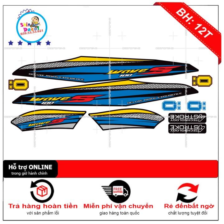 Tem xe wave S100 2016 tổ ong xanh đen