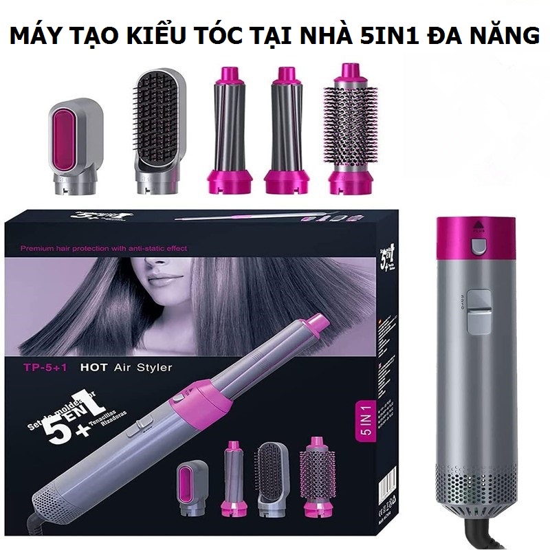 Máy làm tóc đa năng Hot Air Styper, máy tạo kiểu tóc tự động 5in1 : Sấy tóc, lược điện, uốn xoăn, uốn cụp, uốn xoăn phồng , tạo kiểu nhanh gọn tại nhà cho phụ nữ