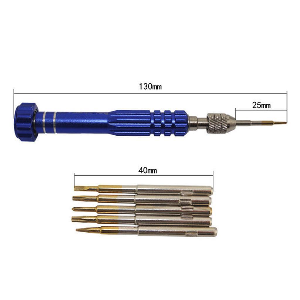5 In 1 Aluminium Magnetic Phone Repair Opening Tool Screwdriver Set Blue