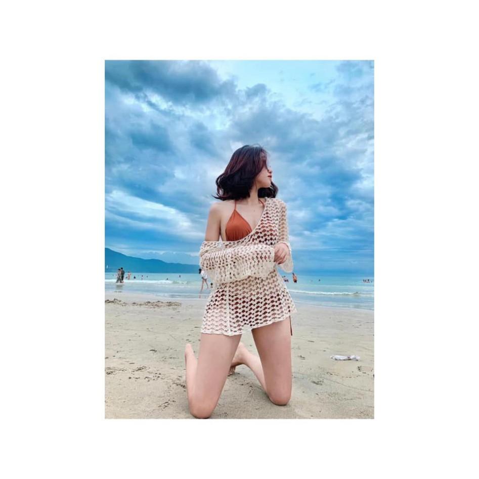freeship Bikini hai mảnh đẹp đồ bơi cam sexy bộ bơi tam giác cạp thấp mới nhất