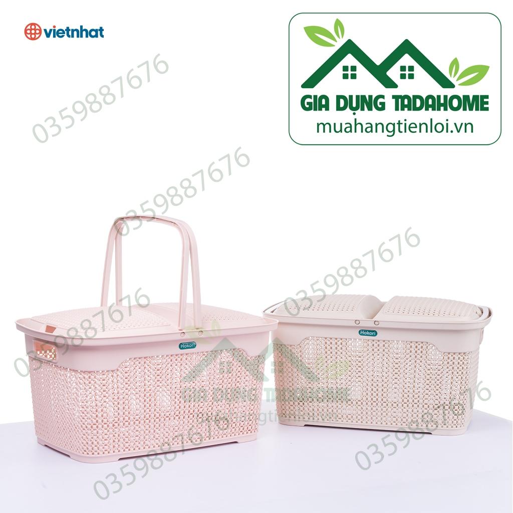 GIỎ NẮP ĐI SINH, ĐỰNG QUẦN ÁO EM BÉ TIỆN DỤNG CHẤM BI HOKORI 2609 VIỆT NHẬT - TADAHOME