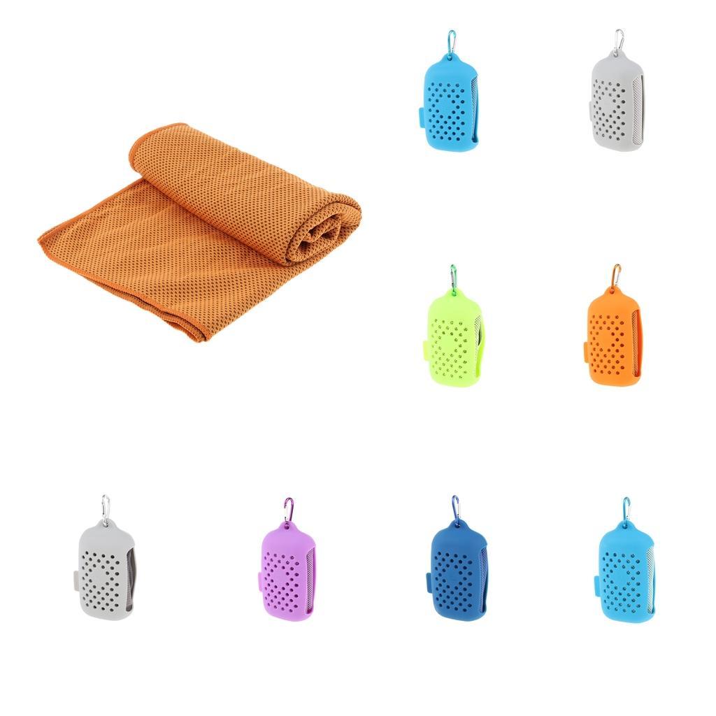 Outdoor Sports Instant Cooling Towel Cool Down Heat Relief Towel Neck Ice Cool Scarf Headband with Hanging Buckle and Storage Bag