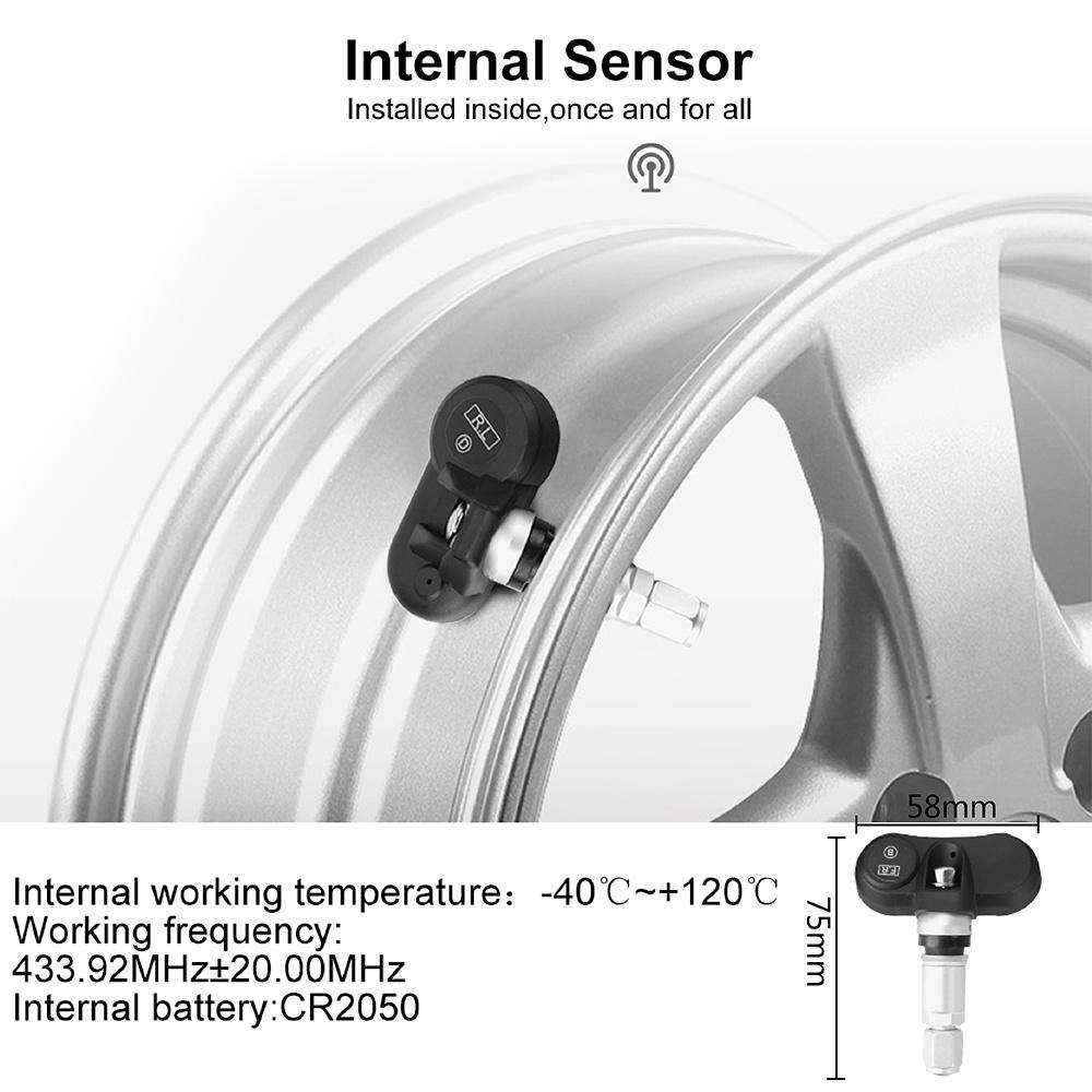 Hệ thống giám sát áp suất bánh xe không dây 4 cảm biến USB màn hình LCD TMPS