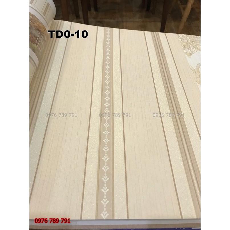 Giấy Dán Tường Kẻ Dọc Phòng Ngủ, Phòng Khách, Lụa Không Keo, Khổ 10m x 53 cm, Màu Vàng, Trắng Kem