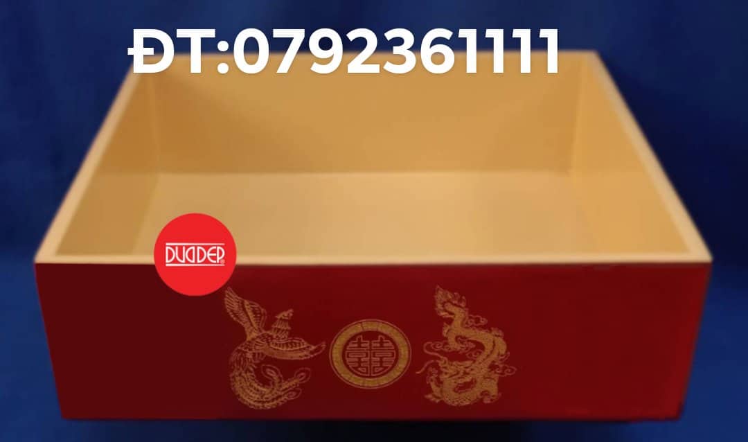 Hộp Tráp Sơn Mài Cao Cấp Vuông 30,35,40cm.Rồng ,phượng ,chữ hỷ khắc đỗ nhủ sang trọng - HỘP TRÁP 40 CM