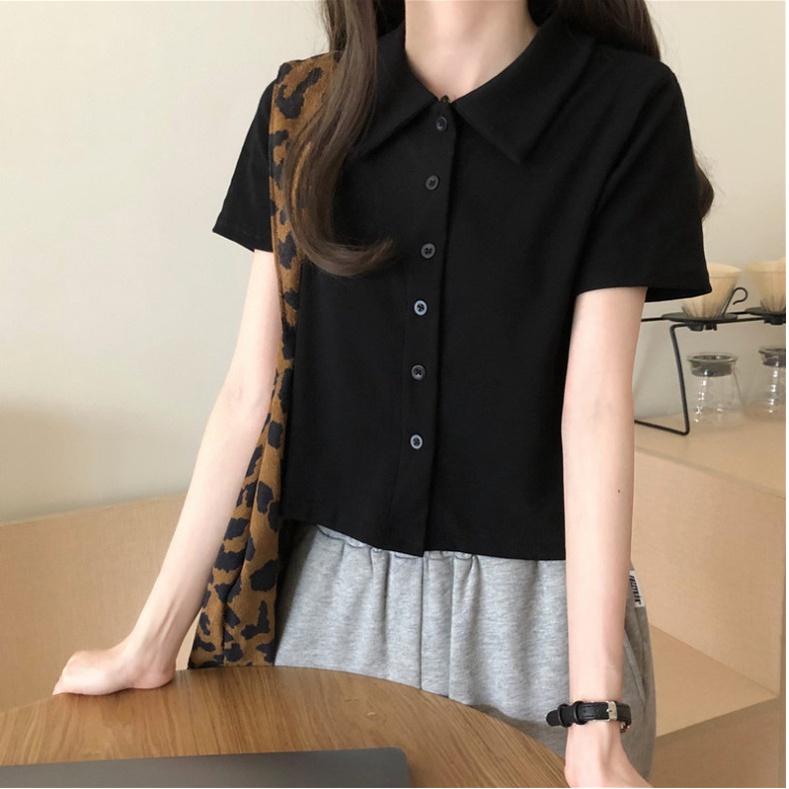 Áo Polo Nữ Cúc Cài Cộc Tay Cổ Bẻ Chất Borip Gân