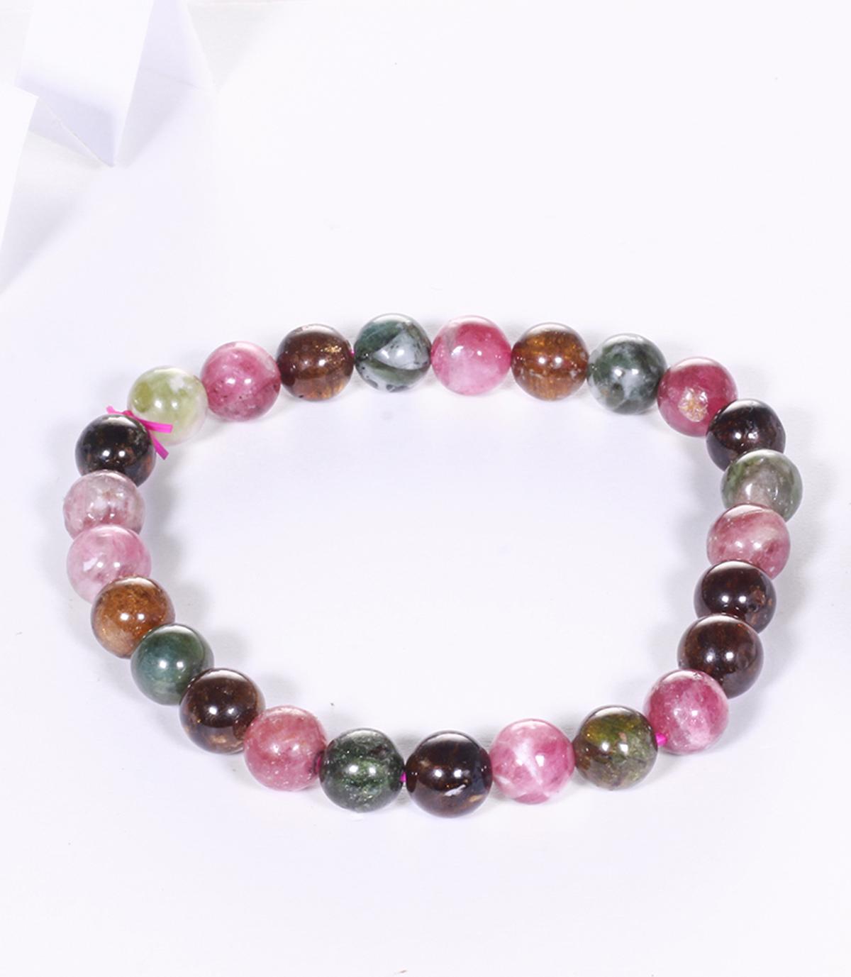Vòng tay đá tourmaline đa sắc hạt đá 7mm - Ngọc Quý Gemstones