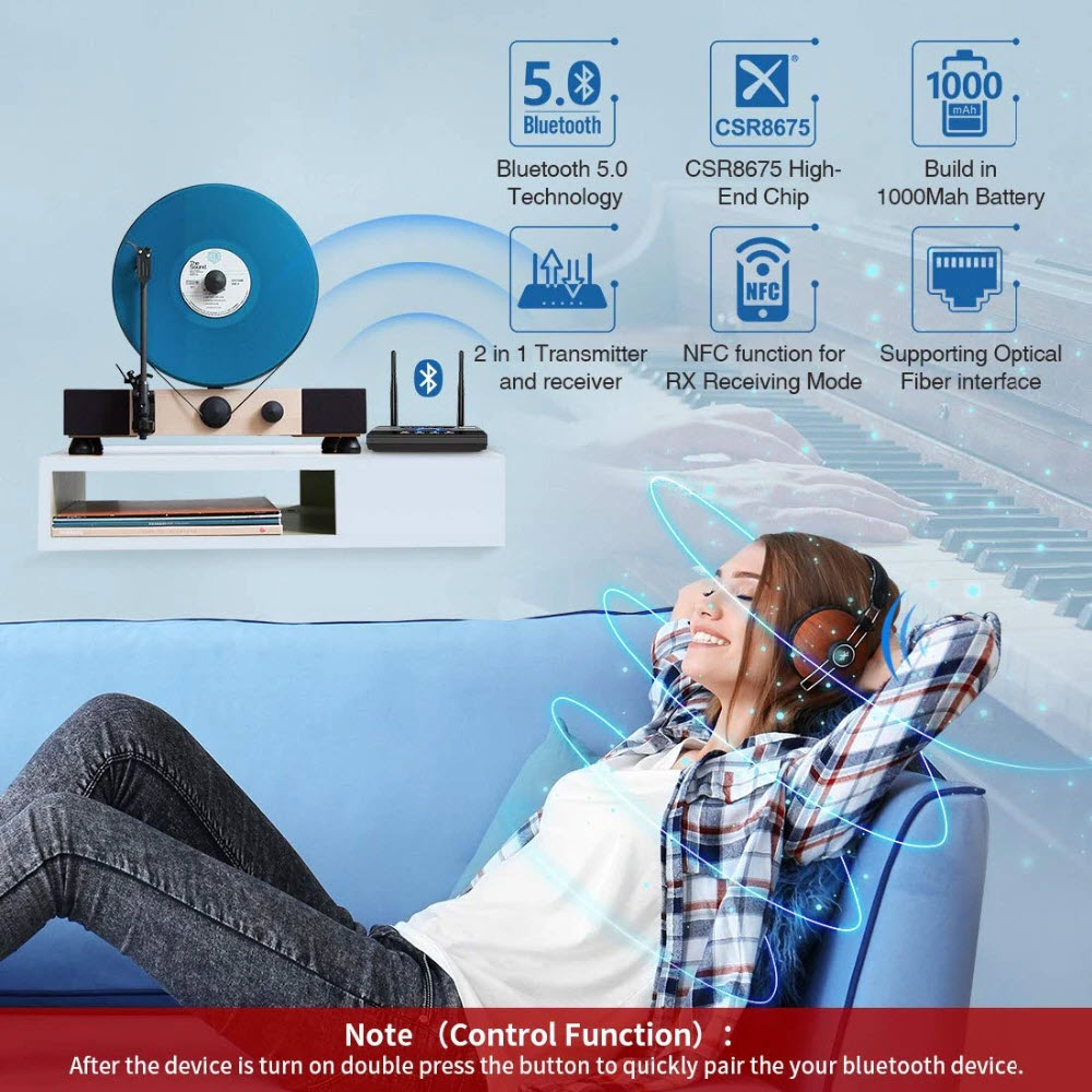 Bộ thu phát bluetooth 5.0 B22 bộ chuyển đổi âm thanh NFC quang học APTX-HD ll 3.5mm RCA AUX cho TV tai nghe. Bluetooth Receiver Transmitter For TV PC Aptx HD LL Low Latency Spdif Optical 3.5mm AUX Jack RCA BT 5.0 Audio Wireless Adapter